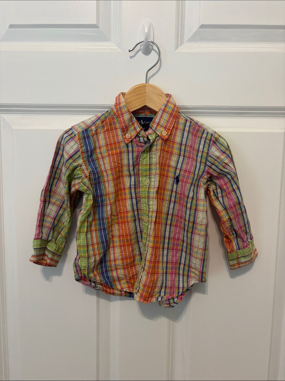 Ralph Lauren Multicolor Plaid Button-Down Shirt - Green, Orange, Blue, Pink